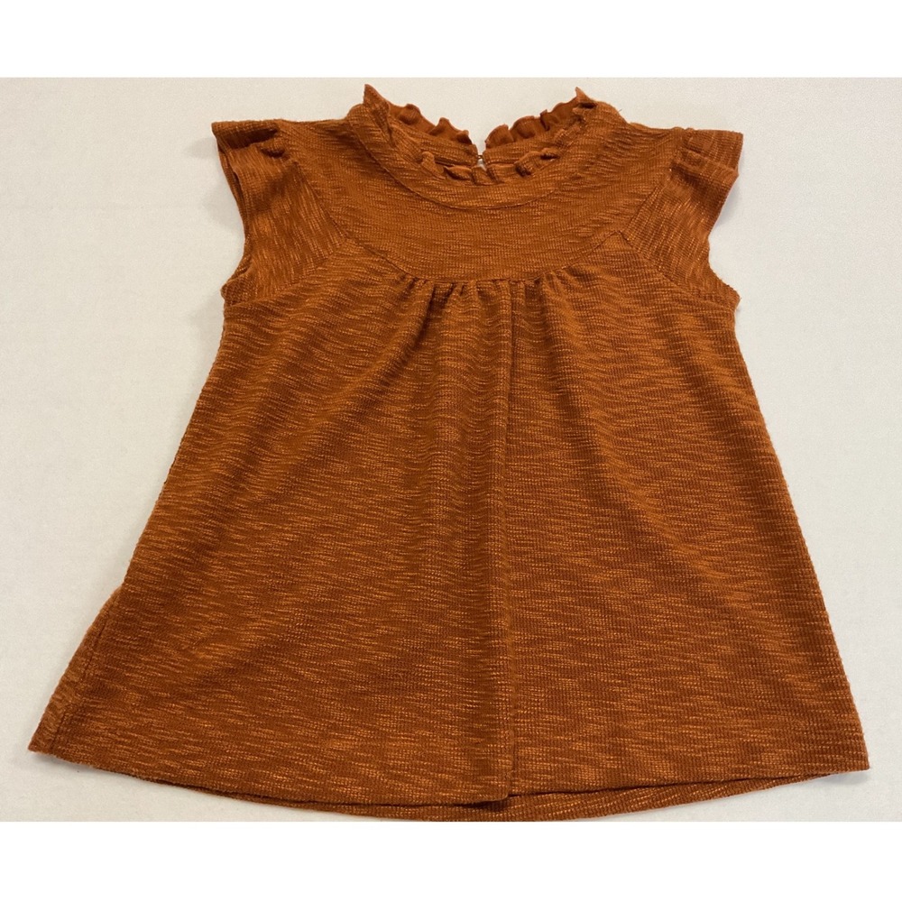 Wishlist Womens Rust Orange Ruffle Neck Sleeveless Knit Top WL20-4772 Medium